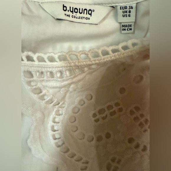 B.YOUNG Jussi Shirt with Embroidered Peter Pan Collar - Bright White Size 6 - Picture 11 of 14